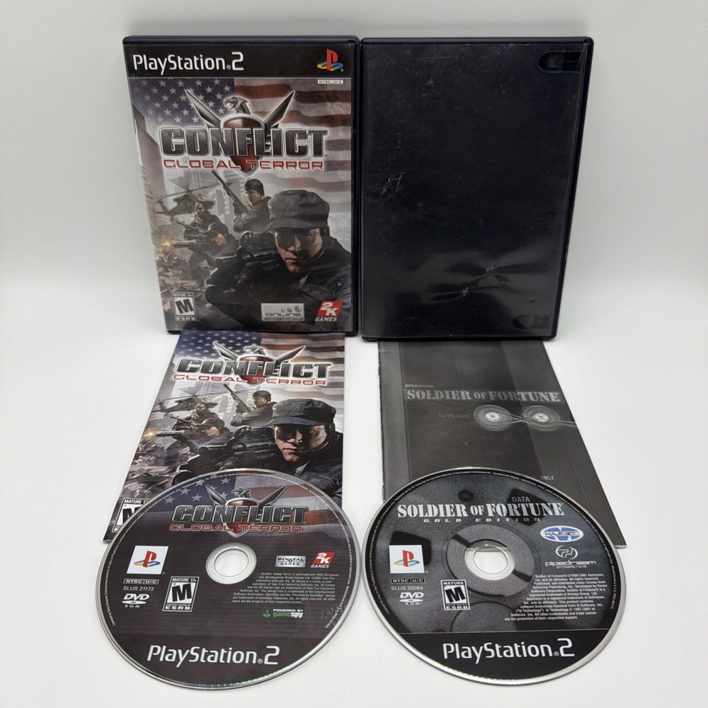 Conflict: Global Terror & Soldier of Fortune. Set of Two PlayStation 2 PS2 Gam